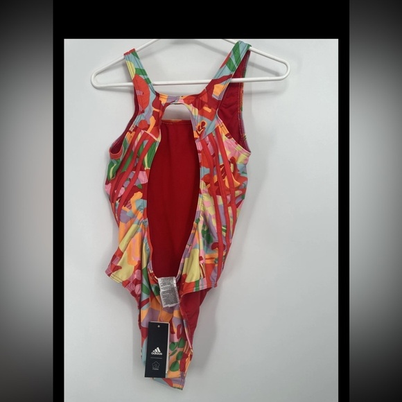 NWT ADIDAS x FARM RIO Multicolor One Piece Swimsuit Plus Size 18 Open Back - Picture 5 of 5